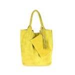 Suede Handtas Arianna geel gele suede leer handtassen shoppers exra etui fashion bags kopen bestellen