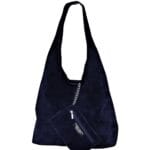 Suede Handtas Monica donker blauw blauwe leren boho tassen trendy shoppers kopen bestellen online hobo bags boho 3