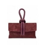 Suede Handtas Sisi bordeaux handtasssen leren lus handvat italiaans leder chique luxe tassen kopen bestellen 2