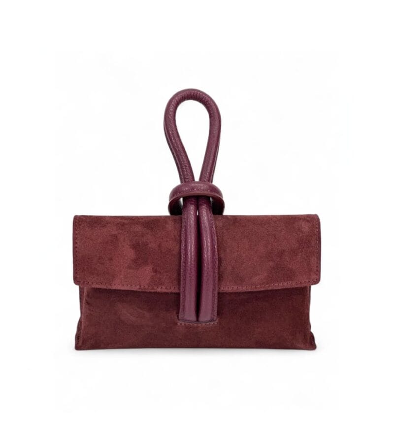 Suede Handtas Sisi bordeaux handtasssen leren lus handvat italiaans leder chique luxe tassen kopen bestellen 2