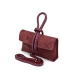Suede Handtas Sisi bordeaux handtasssen leren lus handvat italiaans leder chique luxe tassen kopen bestellen zij
