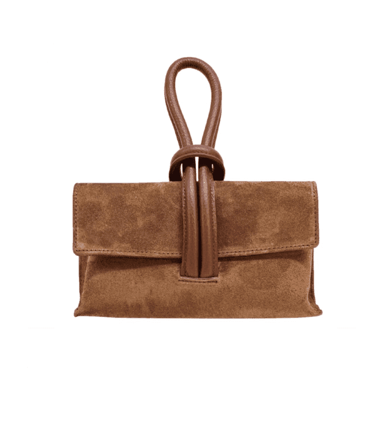 Suede Handtas Sisi bruin bruine handtasssen leren lus handvat italiaans leder chique luxe tassen kopen bestellen 2
