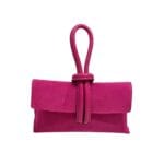Suede Handtas Sisi fuchsia handtasssen leren lus handvat italiaans leder chique luxe tassen kopen bestellen 2