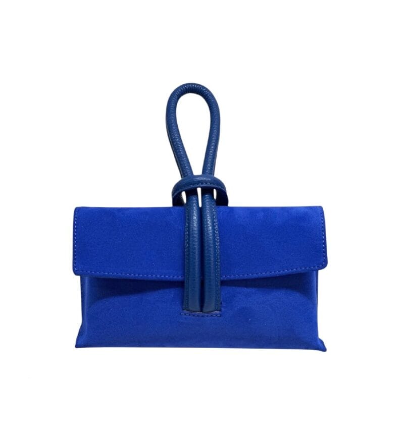 Suede Handtas Sisi kobalt blauw blauwe handtasssen leren lus handvat italiaans leder chique luxe tassen kopen bestellen 2