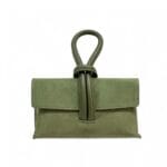 Suede Handtas Sisi leger groen groene handtasssen leren lus handvat italiaans leder chique luxe tassen kopen bestellen 2