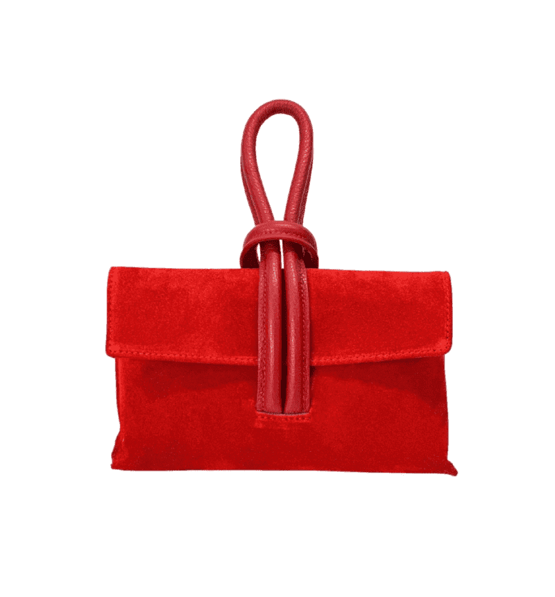 Suede Handtas Sisi rood rode handtasssen leren lus handvat italiaans leder chique luxe tassen kopen bestellen 2