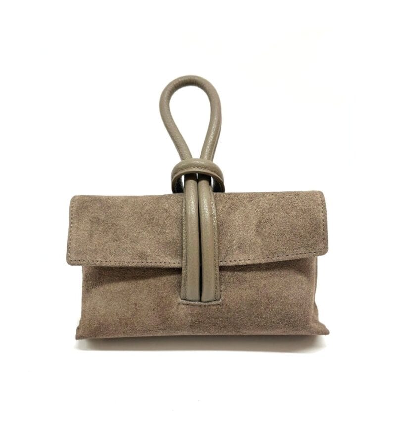 Suede Handtas Sisi taupe handtasssen leren lus handvat italiaans leder chique luxe tassen kopen bestellen 2
