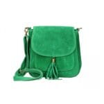 Suède Schoudertas Boho groen groene schoudertassen boho tas met kwastje leer italiaans suede kopen bestellen