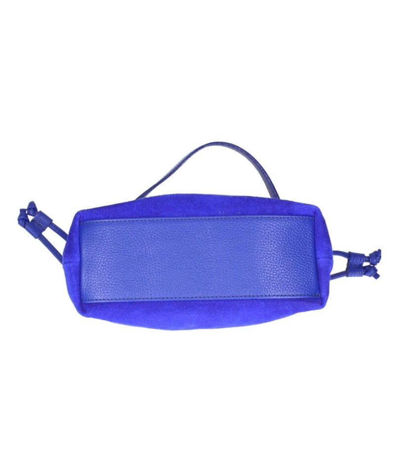 Suede Schoudertas Furia kobalt blauw blauwe suede leren tassen leren hengsel en onderkant italiaans leren tassen kopen bestellen onder