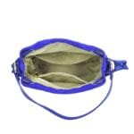 Suede Schoudertas Furia kobalt blauw blauwe suede leren tassen leren hengsel en onderkant italiaans leren tassen kopen bestellen open
