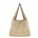 Suede Schoudertas Gouden Studs taupe trendy suede hobo tas grote gouden studs kopen bestellen nu achterkant-