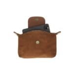 Suede Schoudertas Mimma bruin bruine leren flap en hengsel trendy damestassen suede italiaans leder kopen bestellen maat