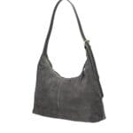 Suede Schoudertas Ofelia donker grijs grijze ruime schoudertas leren hengsel trendy italiaans leer tassen kopen bestellen