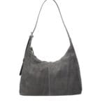 Suede Schoudertas Ofelia donker grijs grijze ruime schoudertas leren hengsel trendy italiaans leer tassen kopen bestellen achter