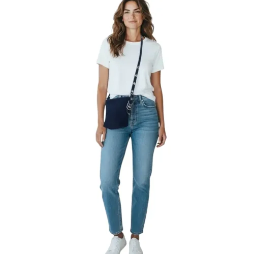 Suede Schoudertas Zilveren Studs donker blauw blauwe crossbodytassen suede lang verstelbaar hengsel kopen bestellen model