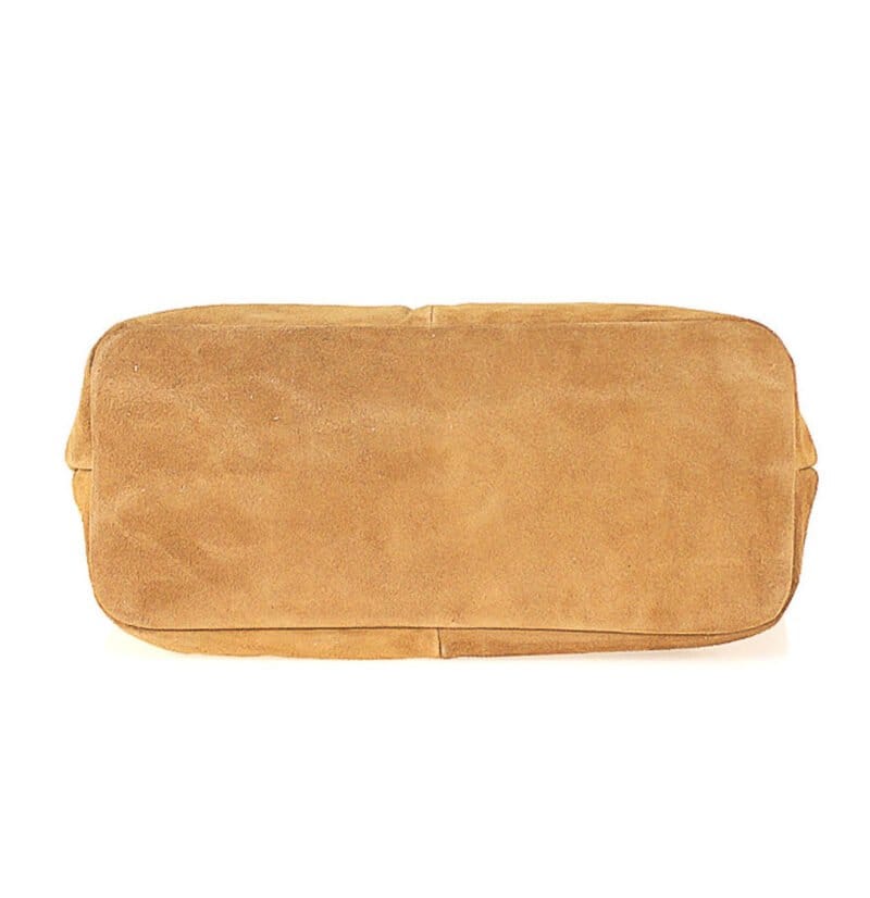 Suede Shopper Alena cognac ruime leren handtassen italiaans suede kopen bestellen onderkant
