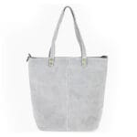 Suede Shopper Alena grijs grijze ruime leren handtassen italiaans suede kopen bestellen