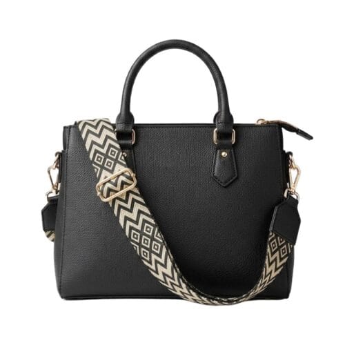 Tassenhengsel-Chevron- zwart zwarte chevron print zigzaggestreepte -leer-leren-tassenhengsels-losse-hengsels-kopen-bestellen-bagstraps-giuliano model