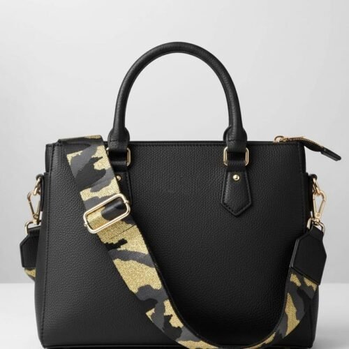 Tassenhengsel-Special-Army-zwart goud metallic -trendy-bagstrap-kopen-leer-leren-tassenhengsels-losse-hengsels-kopen-gekleurde-leopard-print-bestellen-bagstraps model