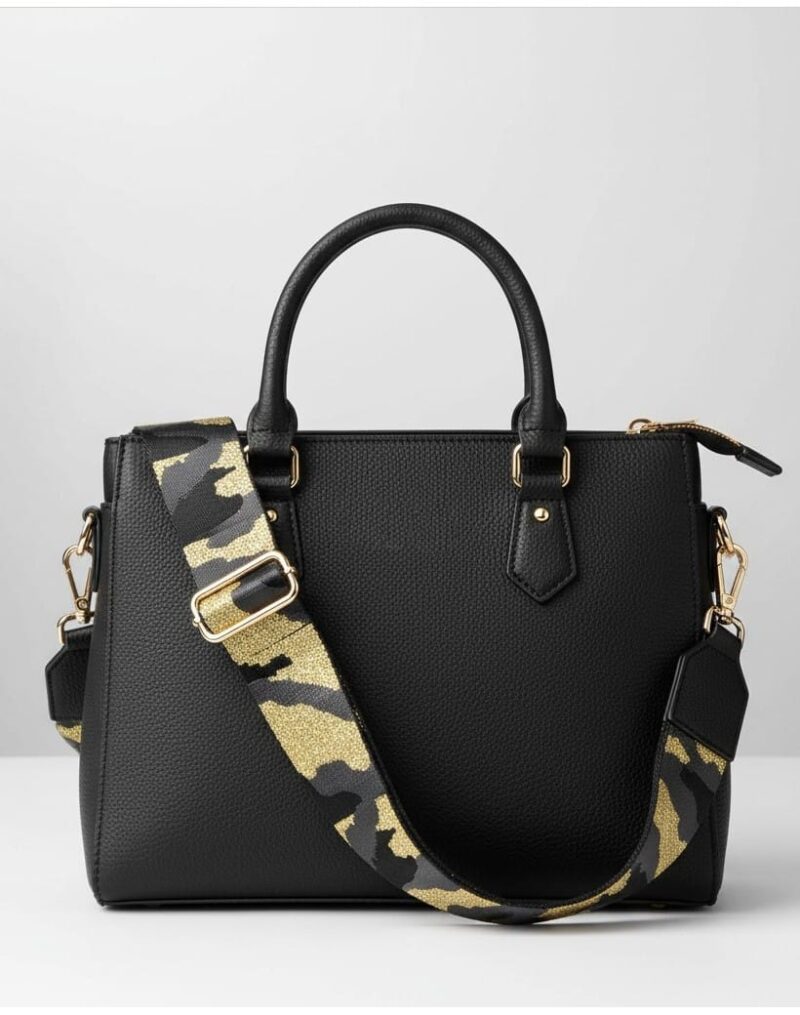 Tassenhengsel-Special-Army-zwart goud metallic -trendy-bagstrap-kopen-leer-leren-tassenhengsels-losse-hengsels-kopen-gekleurde-leopard-print-bestellen-bagstraps model