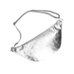 Zilver Metallic Leren Heuptas Tyler zilveren leer heuptassen twee voorvakken met zilveren rits festival tassen bumbags kopen bestellen achter