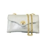 Zilveren Schoudertas Gold Chain zilver kleine schoudertassen draaislot kettinghengsel chique tassen kopen bestellen detail