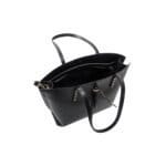 Zwarte Leren Schoudertas Chique Studs zwarte ruime leren schoudertas shopper gouden studs italiaans tassen kopen open-