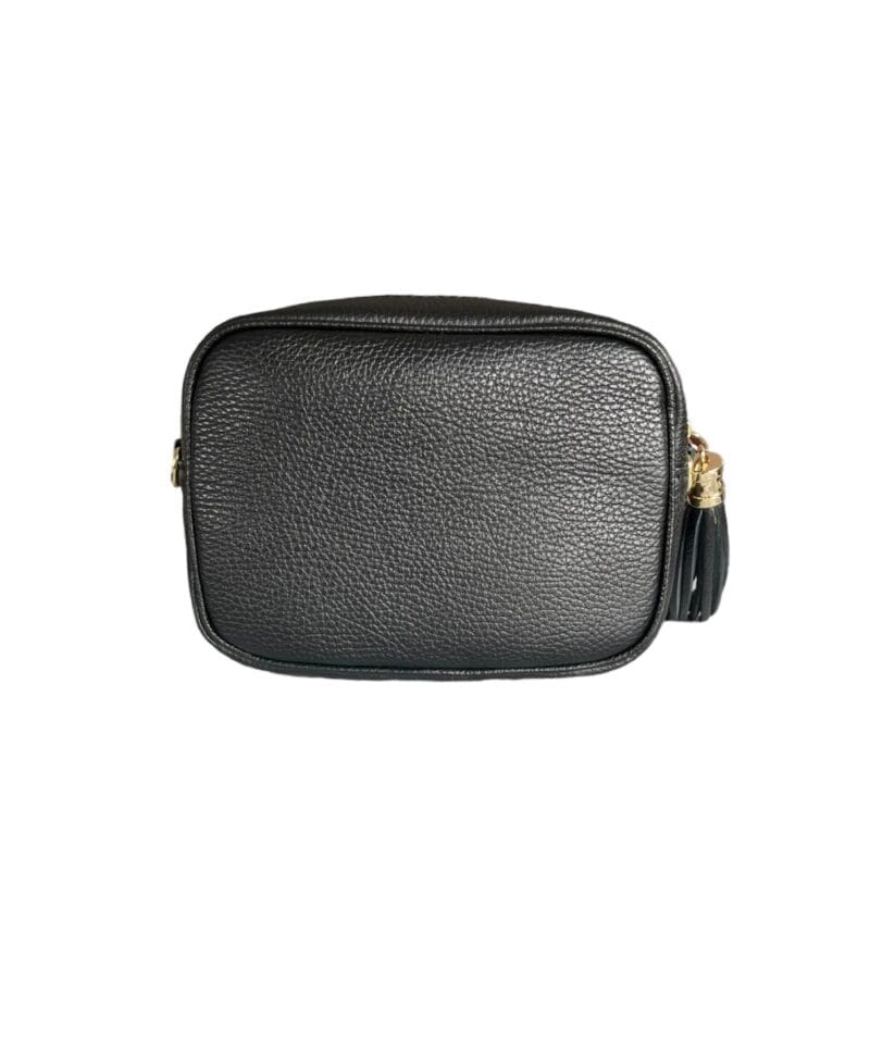 Zwarte Leren Schoudertas Zebra Tassle bruin zwarte dierhuid met zebraprint leren schoudertassen goud beslag kwastje italiaans leren tassen kopen bestellen achter