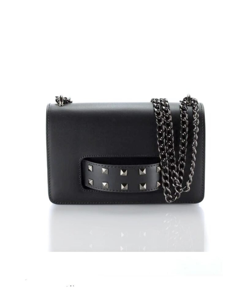Zwarte Leren Tas Studs & Chain -zwarte-zwart-lederen-tas-met-studs-handvat-voor-donker-kettinghengsel-it-bags(2)
