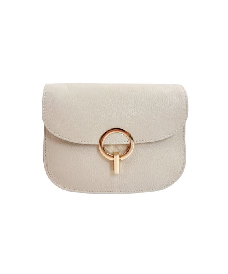 beige Leren Schoudertas Ronde Gesp beige leder leer schoudertassen dames stevig luxe trendy dames tassen kopen bestellen