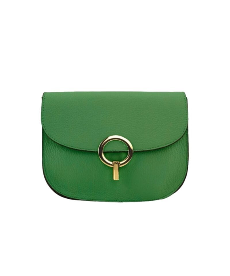 fuchsia Leren Schoudertas Ronde Gesp groene groen leder leer schoudertassen dames stevig luxe trendy dames tassen kopen bestellen lig