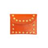 oranje Leren Portemonnee Studs oranje vierkante portemonnees wallet gouden studs met drukknoop sluiting kopen bestellen