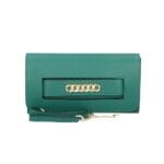 pavone Leren Schoudertas Gold Chain petrol leren schoudertassen clutches gouden details kettinghengsel italiaans leder