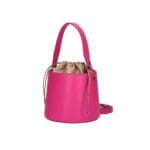 ronde Leren Bucket Tas barbie roze fuchsia ronde leren schoudertassen trekkoord unieke leren tassen kopen bestellen