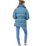 Blauwe gewatteerde Winterjas halflange warme dikke dames jassen rits zakken trendy jassen kopen bestellen kort-Photoroom
