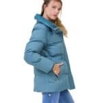 Blauwe gewatteerde Winterjas halflange warme dikke dames jassen rits zakken trendy jassen kopen getaillieerd-Photoroom