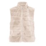 Body Warmer Faux Fur beige korte zachte warme bodywarmers vegan fur rits vesten winter musthaves