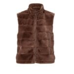 Body Warmer Faux Fur bruin bruine korte zachte warme bodywarmers vegan fur rits vesten winter musthaves