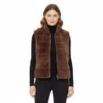 Body Warmer Faux Fur bruin bruine korte zachte warme bodywarmers vegan fur rits vesten winter musthaves model