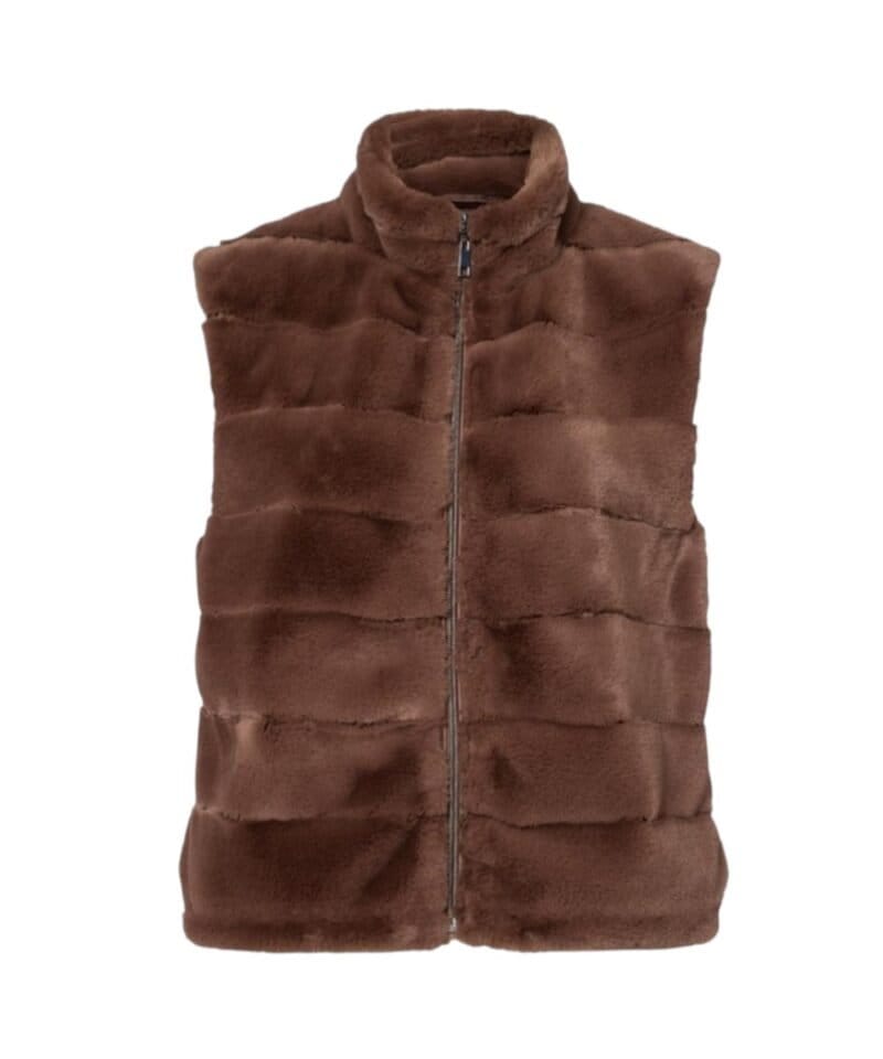 Body Warmer Faux Fur bruin bruine korte zachte warme bodywarmers vegan fur rits vesten winter musthaves1-Photoroom