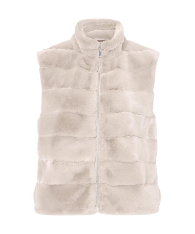 Body Warmer Faux Fur off-white wit witte korte zachte warme bodywarmers vegan fur rits vesten winter musthaves-Photoroom