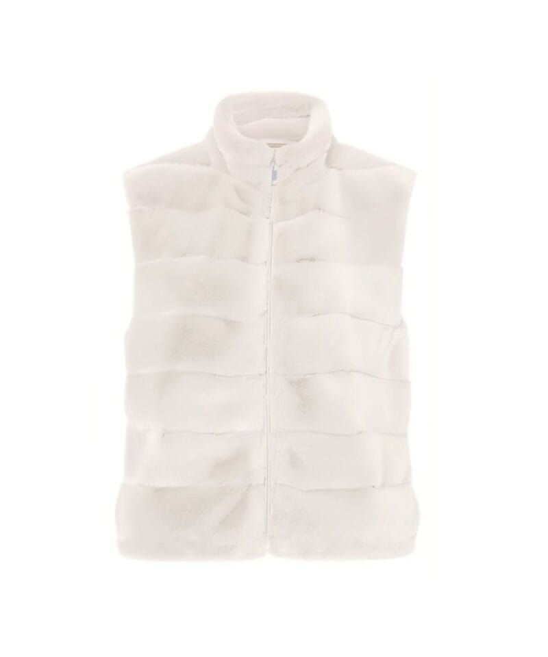 Body Warmer Faux Fur off-white wit witte korte zachte warme bodywarmers vegan fur rits vesten winter musthaves1
