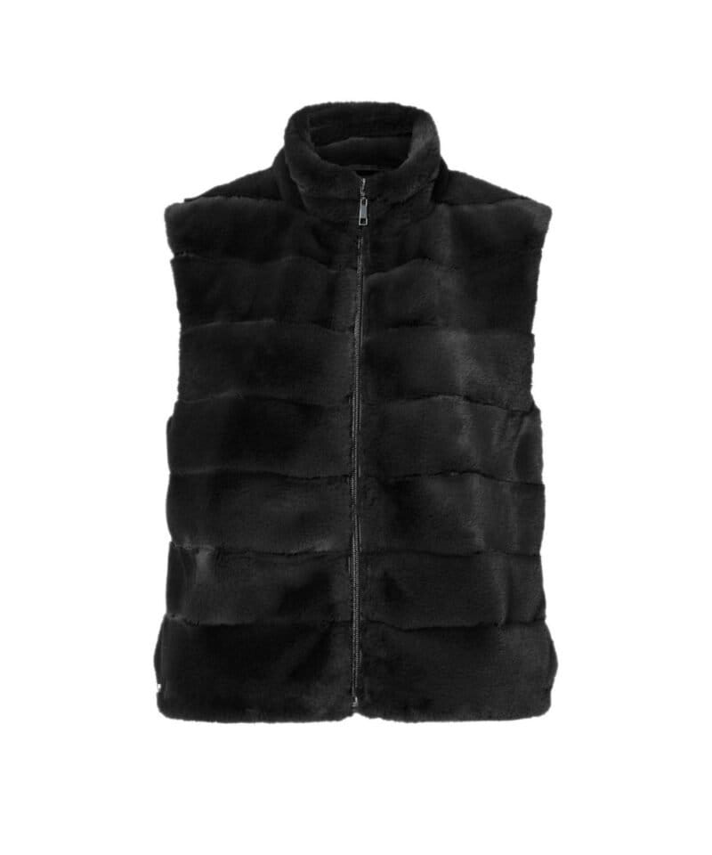 Body Warmer Faux Fur zwart zwarte korte zachte warme bodywarmers vegan fur rits vesten winter musthaves