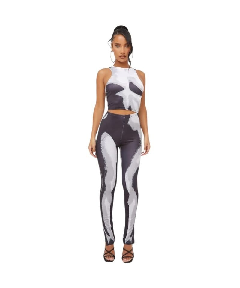 Broek & Top Merre festival kleding set lange stretch broek bijpassende top met print dames kleding trendy fashion kopen bestellen -Photoroom