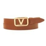 Leren Riem Gouden V Gesp leder riemen met gouden V gesp 2 cm breed trendy riemen kopen bestellen