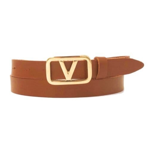 Leren Riem Gouden V Gesp leder riemen met gouden V gesp 2 cm breed trendy riemen kopen bestellen
