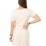 Creme Jurk Strik Detail creme beige korte dames jurken katoen zomer jurkjes getailleerd kopen bestellen achter-Photoroom