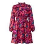 Fuchsia Jurk FLowers paarse mint bloemen print ruches jurken laagjes trendy kleding mini jurken kopen bestellen b -Photoroom