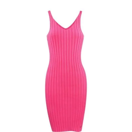Fuchsia Jurk knitted trend dames jurken yehwang kleding kopen -Photoroom