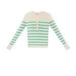 Gestreepte trui v hals groen beige trendy dames truien lange mouwen kopen bestellen yehang